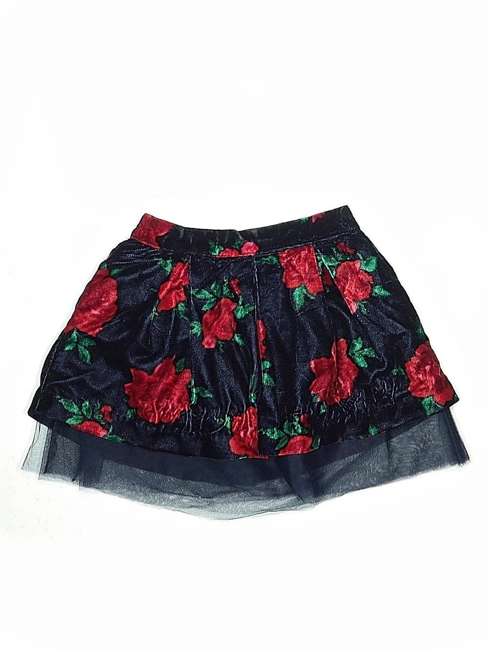 Janine and Jack Floral Tulle Skirt Black & Red Girls 6-12 Months Like New